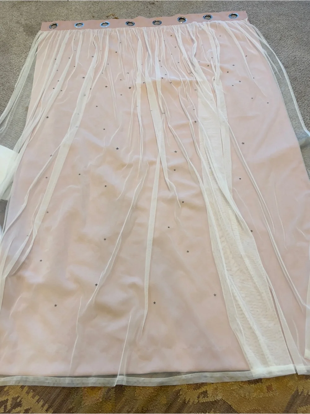 Blush curtains with star cutouts 51.5”x87”